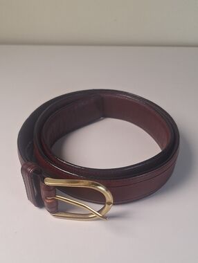 Brighton Vintagr Club Harness Leather Belt with Brass Horseshoe Buckle Size 32